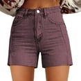thumbnail image 3 of Women's Denim Shorts Womens Casual High Waist Denim Shorts Relaxed Fit Artretro Printed Floral Shorts With Pockets,Purple Women's Shorts M, 3 of 3