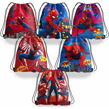 12 Pieces Spiderman Candy Drawstring Bag Drawstring Goodie Favor Bags for Kids Spiderman Birthday Party Decorations(10.6 x 13.3 Inch)