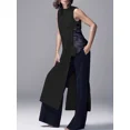 thumbnail image 4 of Vestido de verano largo ajustado con un solo botón, sin mangas, con cuello redondo y abertura con botones, estilo vintage, informal y elegante, 4 of 4