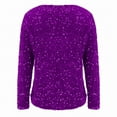 thumbnail image 5 of WHEANG Long Sleeve Shirts For Women V Neck Real Sequin Long Sleeve T Shirt High Density Beads Fashionable Casual Solid Color Top 1Pc Purple S-Xxl, 5 of 9