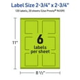 thumbnail image 6 of Avery Printable Square Labels, Bright Green, 2.75" x 2.75", 120ct, 6 of 11
