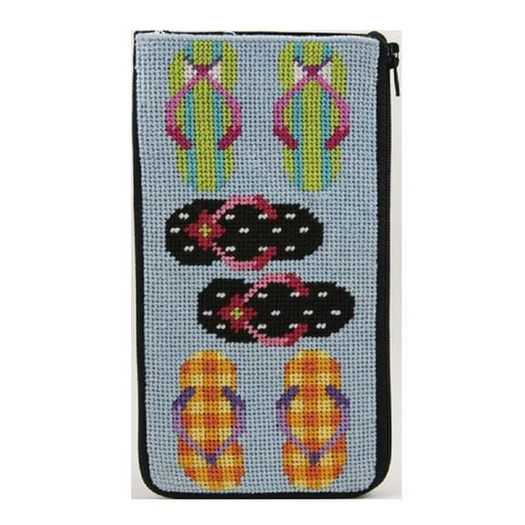 Stitch & Zip Needlepoint Eyeglass Case Kit - SZ442 Flip Flops