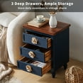 thumbnail image 2 of 19" Vintage Farmhouse End Table with Floral Knobs, Rustic Nightstand with 3 Drawers & Gourd Legs, Wood Bedside Table, Sofa Accent Table, Fully Assembled, Blue, 2 of 8