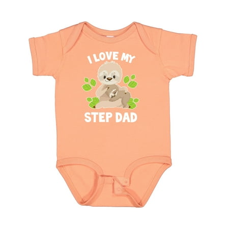 

Inktastic Cute Sloth I Love My Step Dad with Green Leaves Gift Baby Boy or Baby Girl Bodysuit