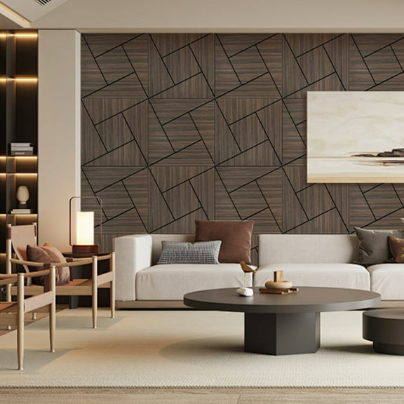 4-Pack Acoustic Pinwheel Wall Panels (23.6" X 23.6" Each), 3D Flexible Smoked Wood Veneer Soundproof Panels For Living Room, Studio & Office