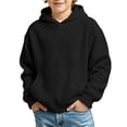 thumbnail image 3 of Boys Solid Hoodie Pullover, Long Sleeve Sweatshirt with Pouch Pocket for Fall, 3 of 4