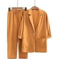 thumbnail image 1 of Puntoco Moda Mujer Cómodo Casual Cuello vuelto Botón Blusa de manga larga + Conjuntos de pantalones sueltos Puntoco Puntoco-2071, 1 of 8