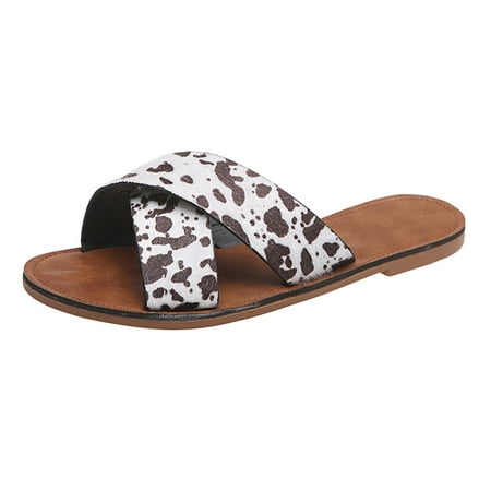 

ZTTD Fashion Women s Summer Slip-On Leopard Beach Open Toe Breathable Slippers Shoes Women s Slipper A