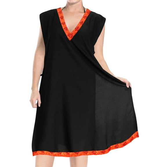 HAPPY BAY Women's Beachwear Summer Swim Beach Cover ups for Swimwear Women Swimsuit Coverups for Women Cover-up Short Oversized Dress XL-XXL Solid, Orange