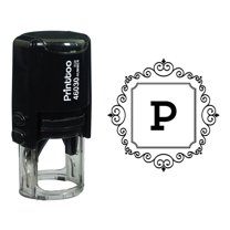 Printtoo Square Swirl Border Alphabet P Monogram Initial Self Inking Rubber Stamp Office Stationary