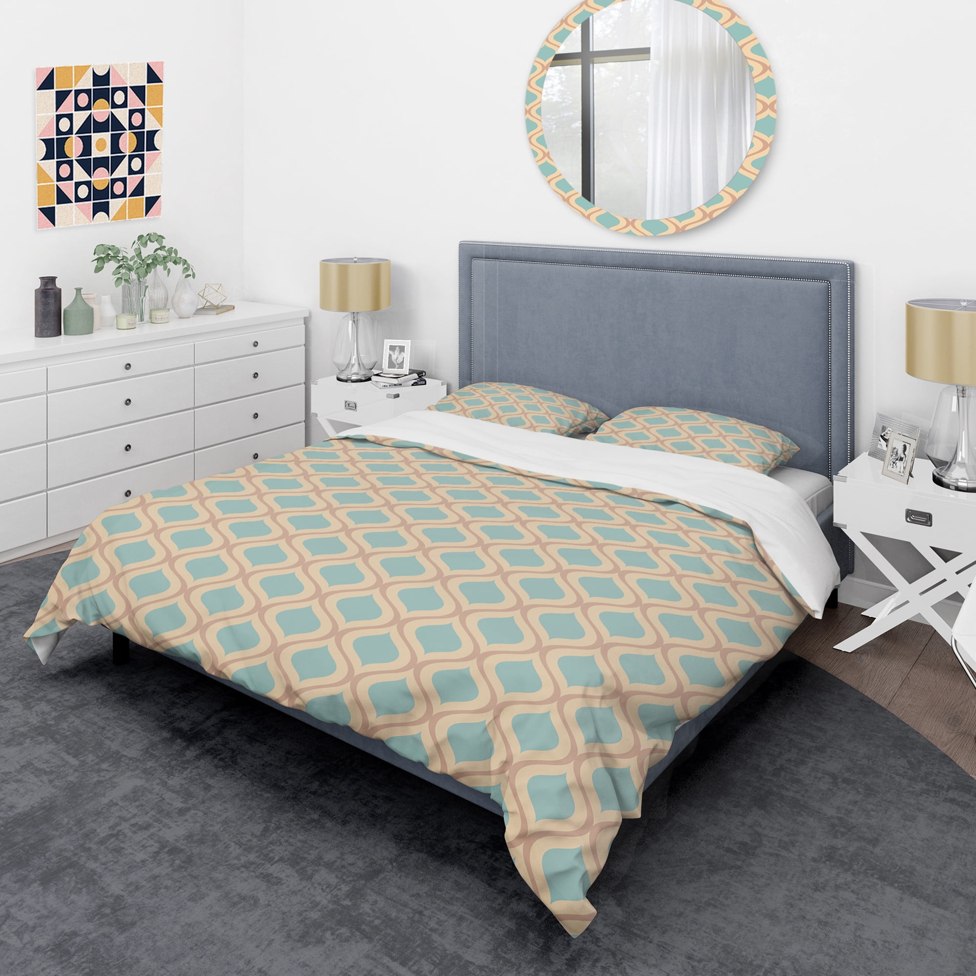 Designart 'Abstract Retro Geometrical Design V' Mid-Century Modern Duvet Cover Set