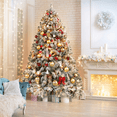 thumbnail image 3 of Alden Design 7.5 ft Pre-Lit Flocked Christmas Tree with Warm Lights, Frosted White, 3 of 8