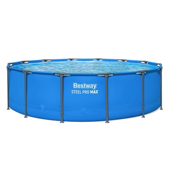 Bestway Steel Pro MAX 14’ x 42" Metal Frame Above Ground Pool, Blue, POOL ONLY