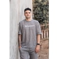 thumbnail image 2 of "WHAT'S YOUR HUSTLE?" Print Two-Toned French Terry Oversized Travel T-shirt | (2 Colors), 2 of 7
