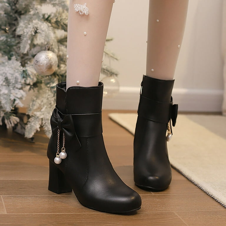Winter Women s Shoes Winter Ankle Boots for Women 2024 Fall New Korean Bow Short Boots Female College Style Cute Female Ankle Boots Snow Boots Size 8