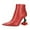 Red, variant on XYD Women' Unique Rose Heel Ankle Boots Zipper Pointed Toe Booties Romantic Date Party Shoes Size 7 Red