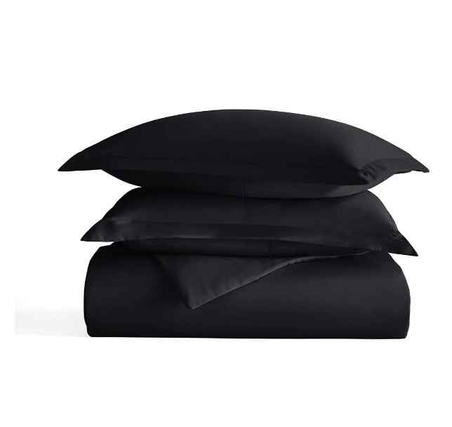 Ienjoy Home Soft Solid 3-pc Duvet Cover Set-Full/Queen -Black