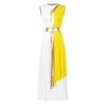 thumbnail image 3 of YONGHS Womens Praise Dance Dress Sleeveless Asymmetrical Worship Lyrical Dance Costume Yellow XXL, 3 of 7
