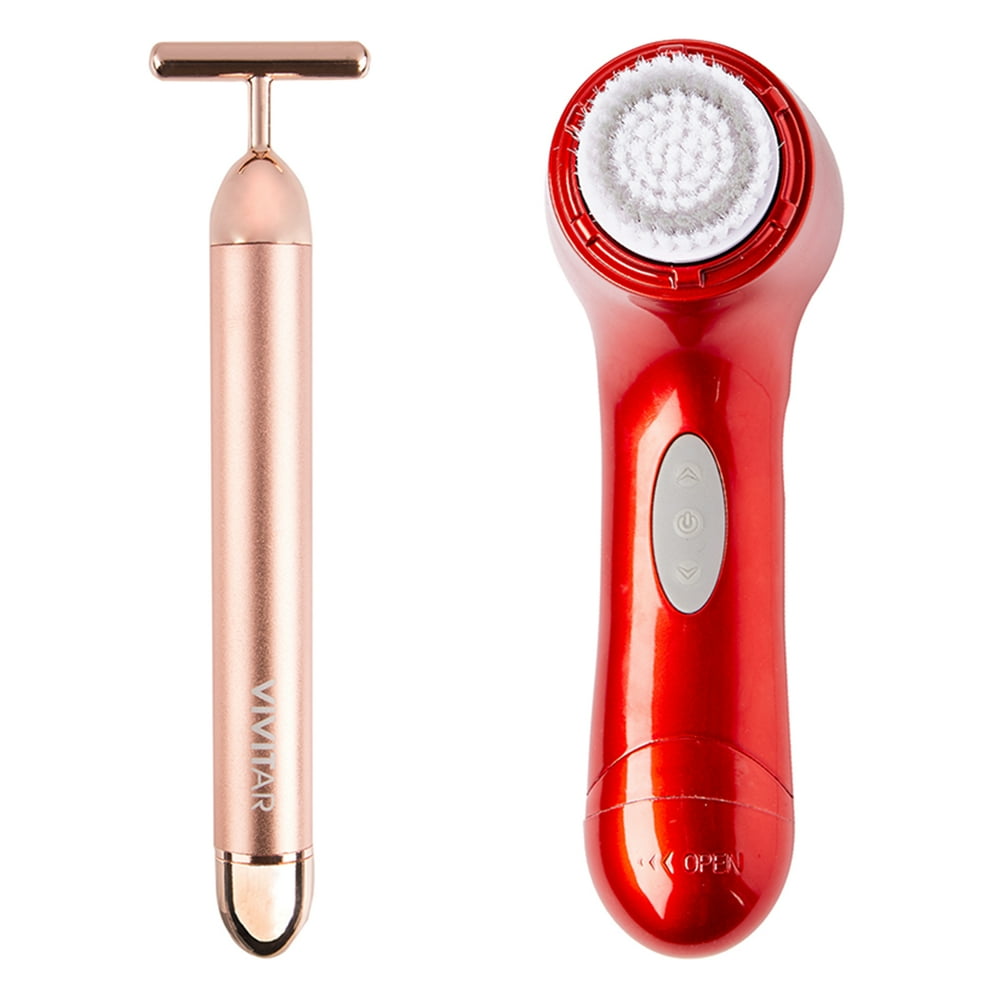 Vivitar PG7000RED Facial Power Brush (Red) & PG7001RG TBar Facial