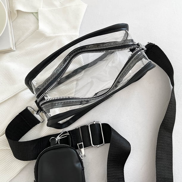 Bolsa bandolera de PVC transparente Love Fashion Shoulder Bag con Bolsa pequeño (negro) Likrtyny Para Estrenar