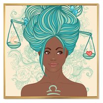 Designart 'Portrait of African American Woman With Blue Hair I' Modern Framed Canvas Wall Art Print