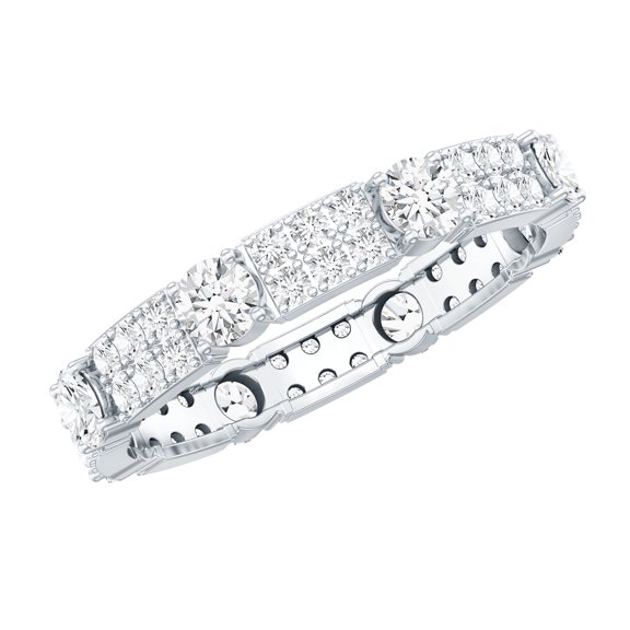 Rosec Jewels Lab Created Diamond Eternity Ring for Women - Wedding Anniversary Ring - EF-VS Grade, 925 Sterling Silver, US 4.00