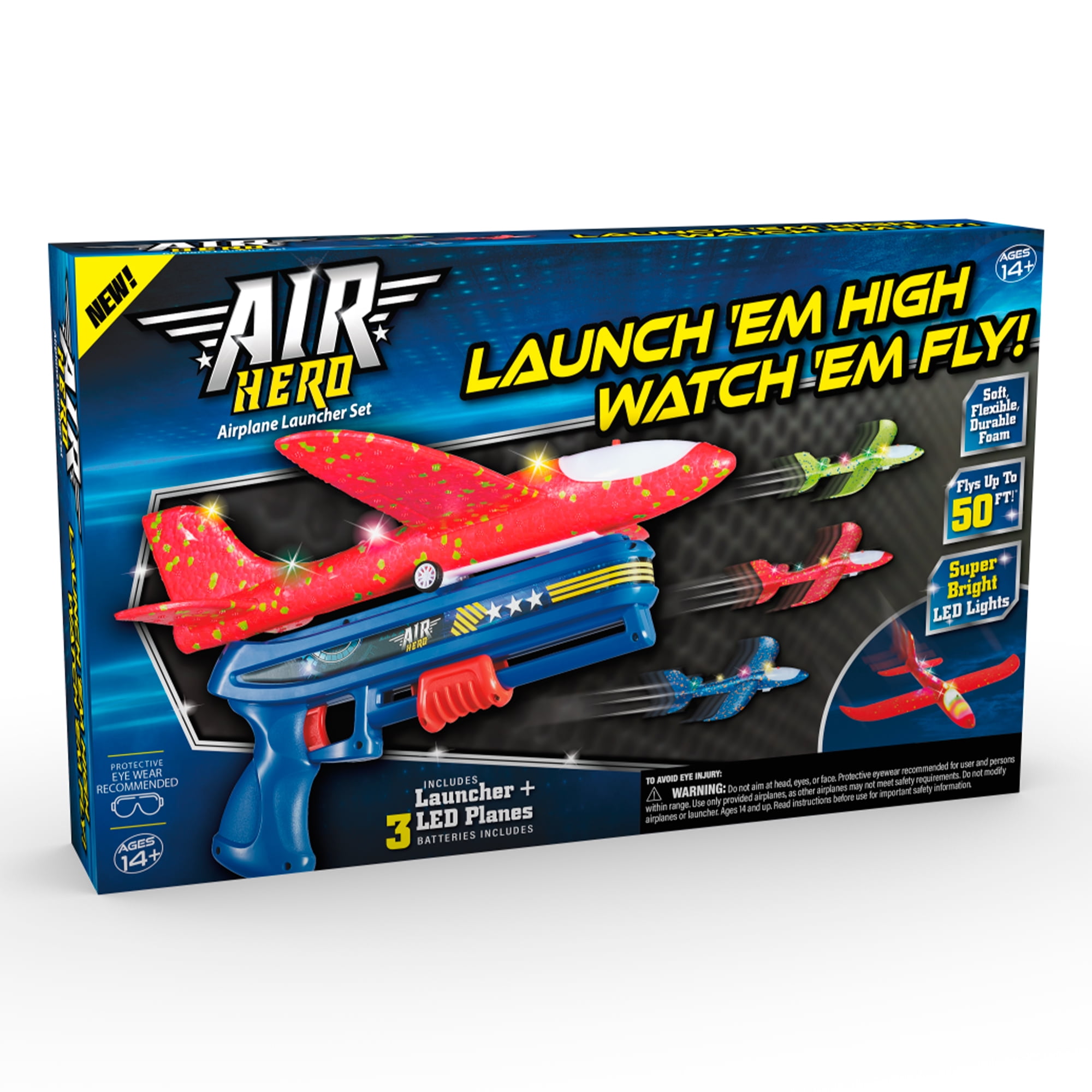 Air Hero Airplane Toy Launcher with 3 Flying Toy Planes, 50ft Flight, Batteries Included