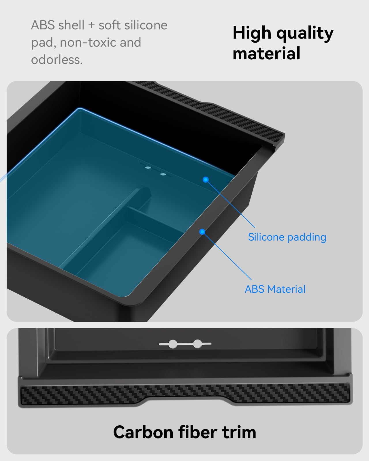 GUANGHUI for Tesla New Model Y Juniper Center Console Organizer Tray Divided Storage Double Layer Space Slide smoothly Model Y 2025 2026 Accessorie - 4 PCS, Black