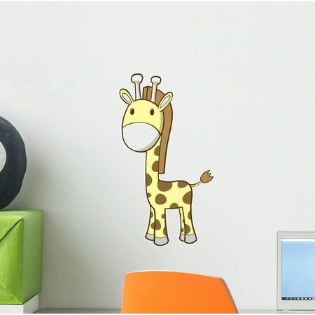 Giraffe Pastel - Pastel Yellow Baby Giraffe Wall Decal Sticker, Wallmonkeys Peel & Stick Vinyl Graphic (12 in H x 8 in W)