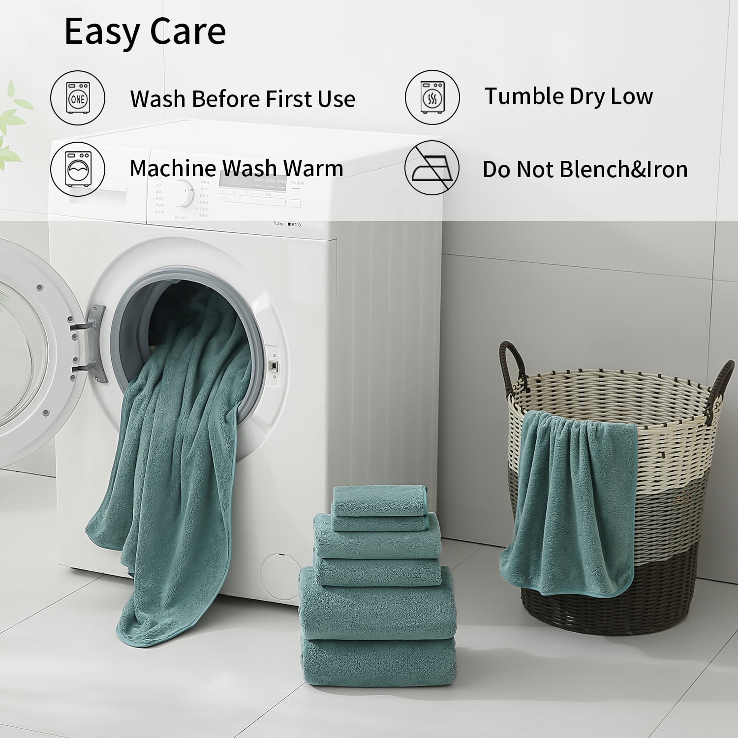 Beartech 6 Pack Bath Towel Set,Microfiber Towel Set,2 Bath Sheet,2 Hand Towel,2 Washcloth,Ultra Soft & Quickly Dry Bathroom Towel Set,Plush Highly Absorbent Shower Towel For Hotel Spa-Lichen