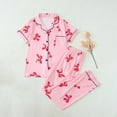 thumbnail image 2 of Tnhcen Summer Women's Print Nightwear Set Airy Short Sleeve Button Up Top and Shorts Lounge Wear Set​ S-XL, 2 of 4