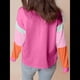 thumbnail image 4 of Camisetas de Larga para Mujer 2025, Cuello Redondo, Bloques de Color Rojo S, 4 of 5