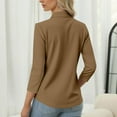 thumbnail image 3 of Breezora Stand Collar 3/4 Sleeve Button Down Shirt for Women Lightweight Breathable Tunic Top for Office Casual and Outdoor Activities S Size Khaki, 3 of 5