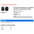thumbnail image 2 of Front Sway Bar Bushing Kit - Compatible with 2010 - 2014 Chevy Camaro 2011 2012 2013, 2 of 2