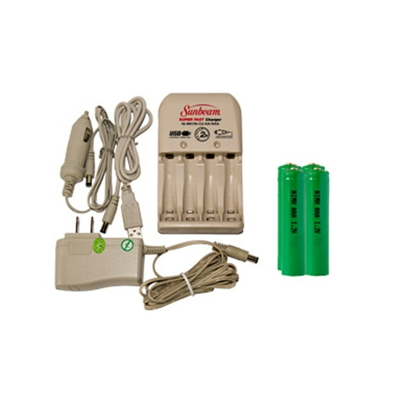 Sunbeam AA / AAA Battery Charger + 4 AA NiMH Batteries (2700 mAh)