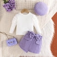 thumbnail image 2 of cfhntfmh Childrens Fashion Outfits Soft Crewneck Long Sleeve Pullover Tops Cute Bow Knot Mini Skirts with Hat Lounge Sets, 2 of 3