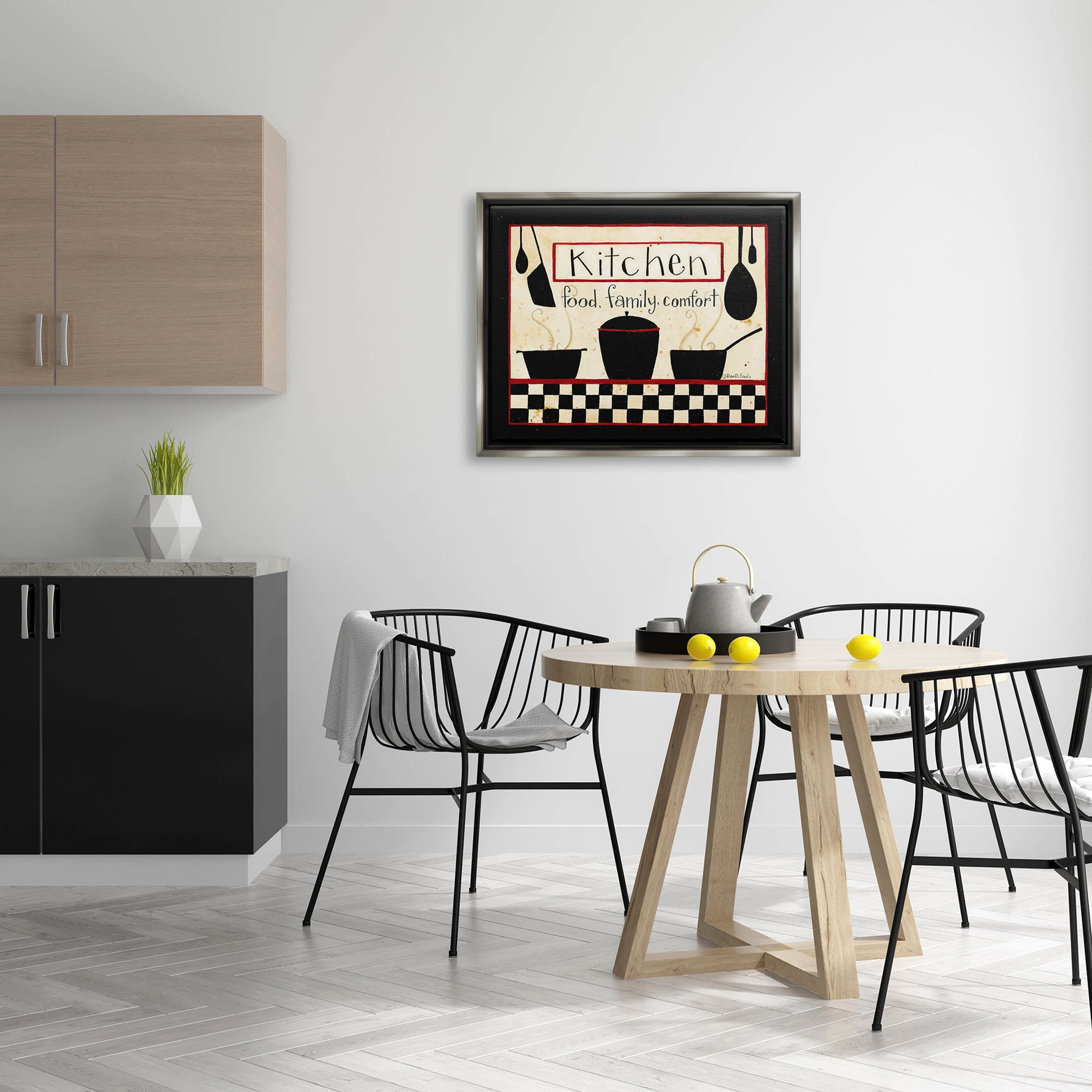 Kitchen Food Family Comfort Patterned Food & Beverage Graphic Art Luster Gray Framed Art Print Wall Art