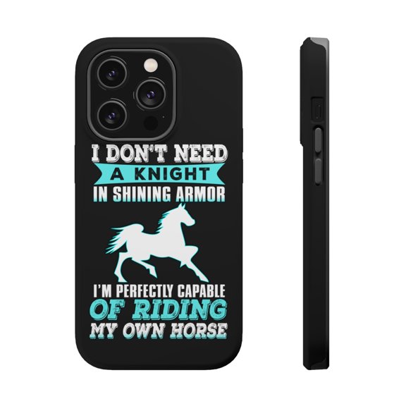 DistinctInk Tough Case for Apple iPhone 15 PRO (6.1" Screen), Compatible with MagSafe Charging - Don't Need Night - Perfectly Capable Horse