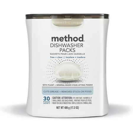 Method Dishwasher Detergent Packs, Free + Clear, 30 count