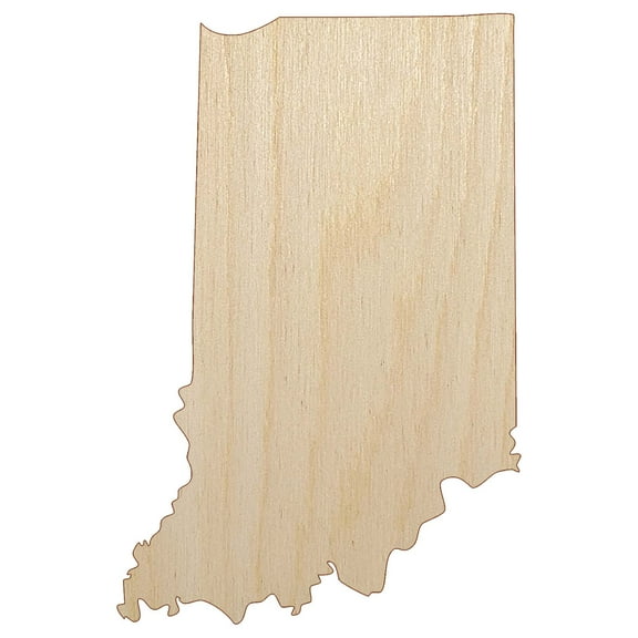 Indiana State Silhouette Wood Shape Unfinished Piece Cutout Craft DIY Projects - 4.70 Inch Size - 1/8 Inch Thick