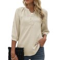 thumbnail image 3 of Camisetas con botones para mujer Nikou verano cuello en V blusas casuales, 3 of 5
