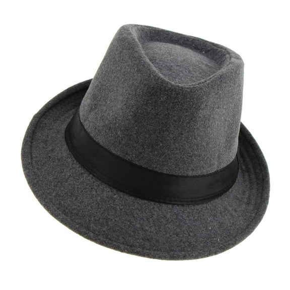 yotijay Men's Manhattan Structured Gangster Trilby Winter Woolen cloth Fedora Hat Gray