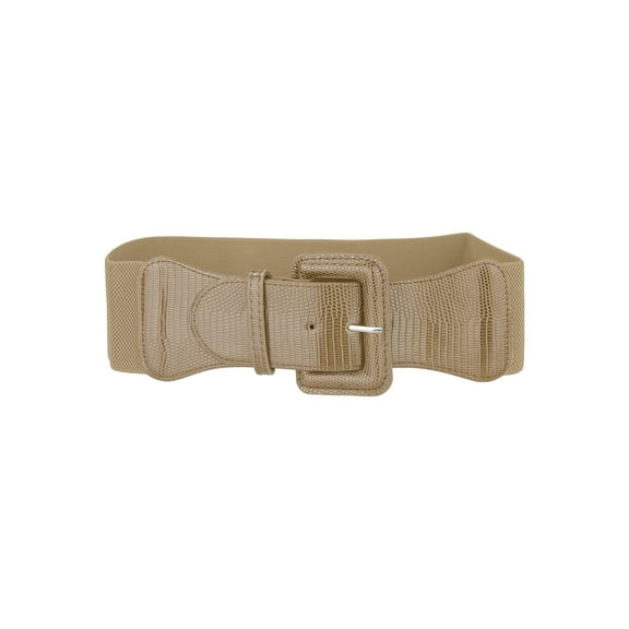 INSPIRE CHIC Elastic Waist Belts for Women Belts Rectangular Chunky Buckle Khaki 66-86cm/25.98-33.86"