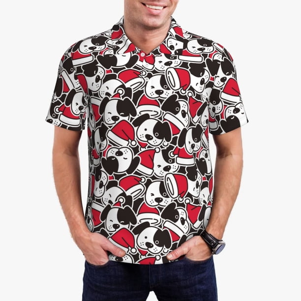 Balery Cute Dog Camisa Polo de Hombre con Estampado, de Manga Corta y Tejido Medio, Camisa Tipo Golf Polo-Large