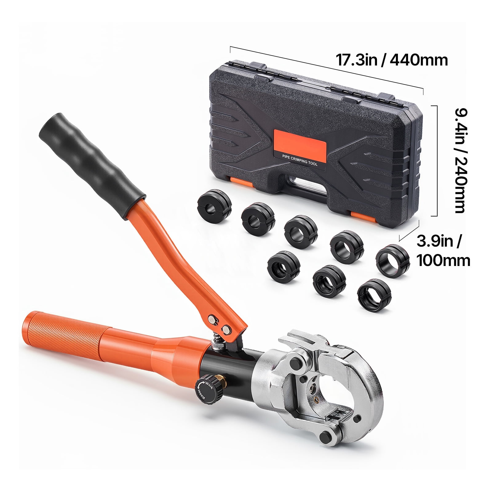 KFFKFF Hydraulic Copper Pipe Crimping Tool with Multiple Jaws for Copper Tubes and PEX Pipes - Includes Carrying Case