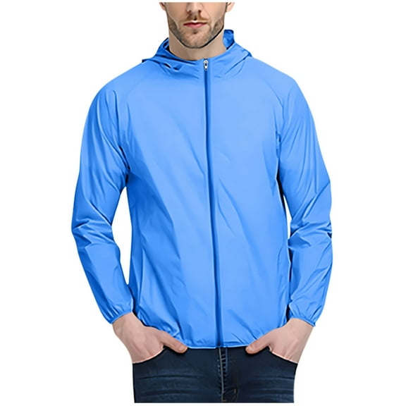Xzbqbs Men's Track Jacket UPF 50 Sun Protection Breathable Coat Quick Dry Lightweight Solid Outdoor Running Fitness Fishing Jacket
