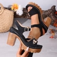 thumbnail image 6 of Viluyesy Womens Block Heeled Sandals, Open Toe Slingback Adjustable Strap Fashion Dressy Platform Shoes Black US6.5, 6 of 9