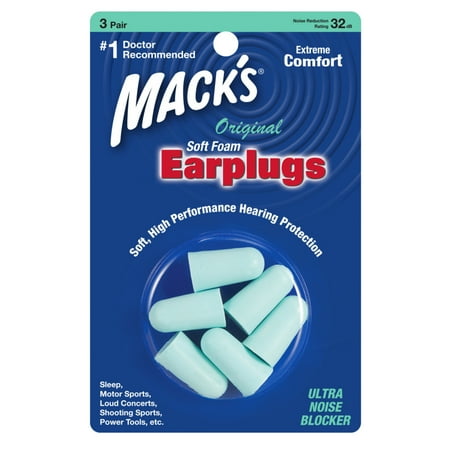 - Mack's Original Soft Foam Ear Plugs - 3-pair Blister Pack