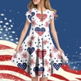 thumbnail image 2 of Odeerbi Kids Teen Girls Independence Day A-Line Ruffled Dress Summer Patriotic Star Stripe Round Neck Casual Dress with Pockets, 2 of 6