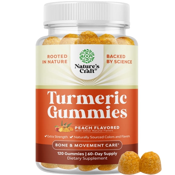 Natures Craft Turmeric Curcumin with Black Pepper and Ginger, Joint Support Supplement, 120 Gummies